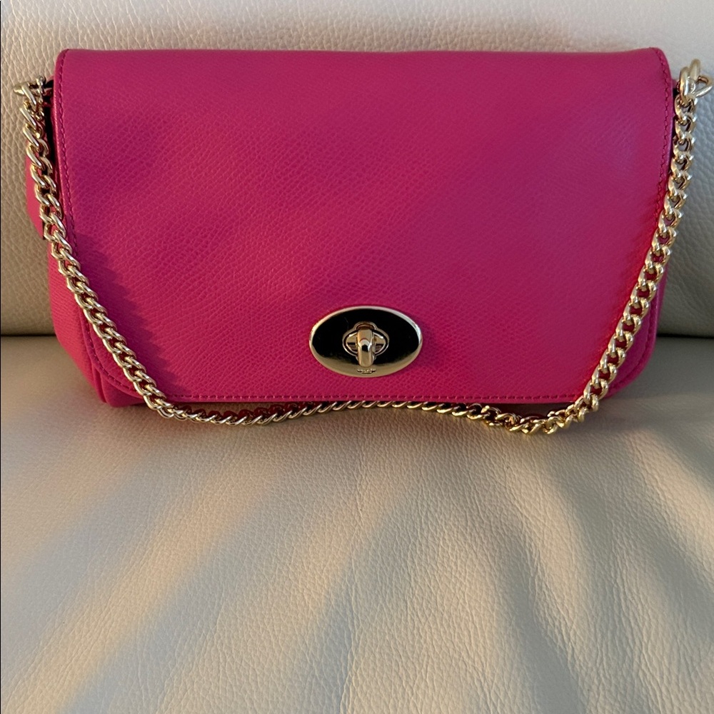 Coach Pink Crossbody Bag with Gold Chain